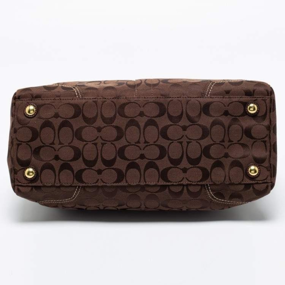 Coach Signature Canvas Satchel Chocolate Brown Tote Gold Hardware H1067-F15670 - Picture 3 of 11